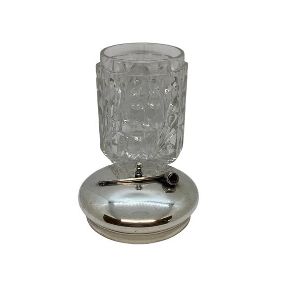 1920’s Arts & Crafts Glass Pipe Tobacco Humidor With Pipe Design Lid - Picture 6 of 12